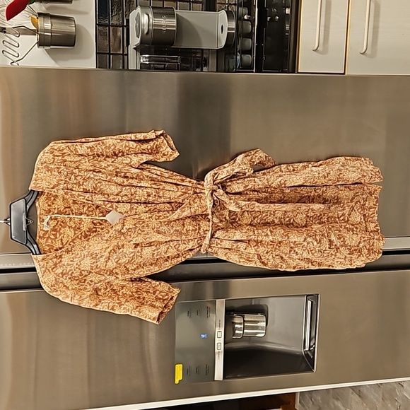 💕FAHERTY💕 Ashley Linen Dress ~ Bronze Riviera Floral XS NWT - Picture 8 of 16